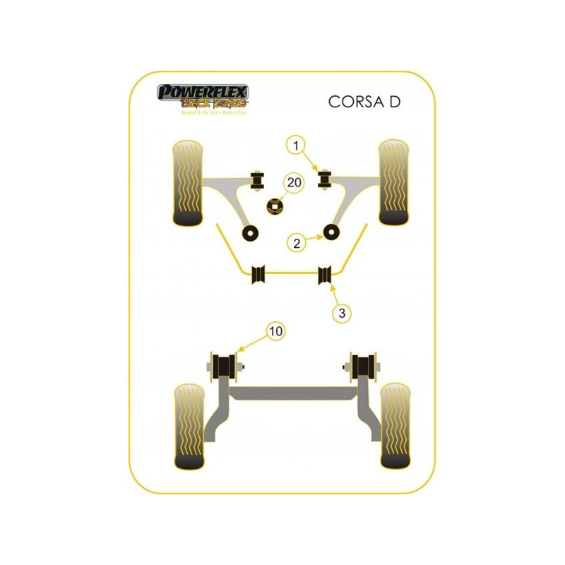 Silent-Bloc Powerflex Black Barra Anti-Rollio Anteriore 19mm Opel Corsa D (2 Pezzi) - PF-F80110319-2N - PFF80-1103-19BLK x2 - 5055676522320