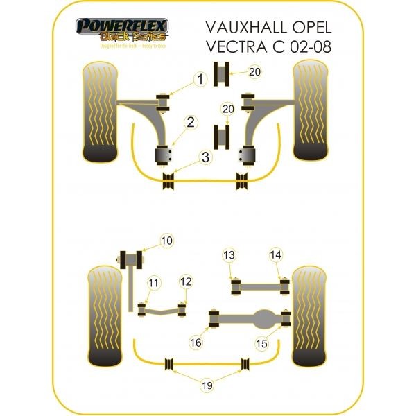 Powerflex Bushing Black Front Lower Wishbone Front Bush Opel Vectra C (2 Pieces) - PF-F801202-2N - PFF80-1202BLK - 5055676522351