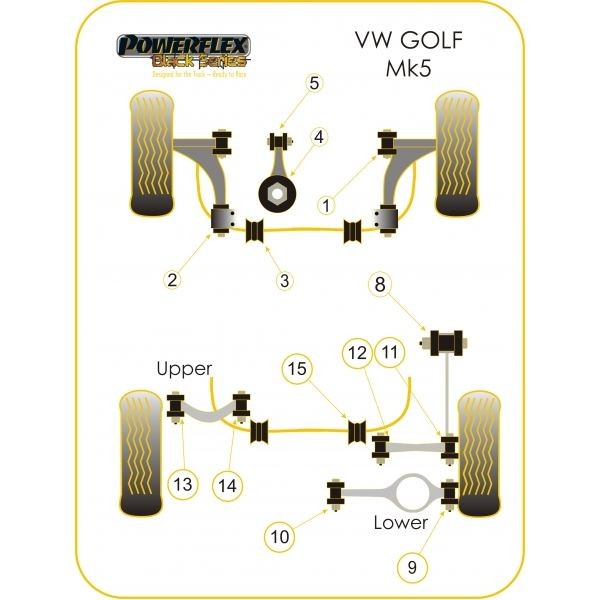 Silent-Bloc Powerflex Black Support Moteur large Volkswagen Golf 5 (1 Pièce) - PF-F85504N - PFF85-504BLK - 5055676510952