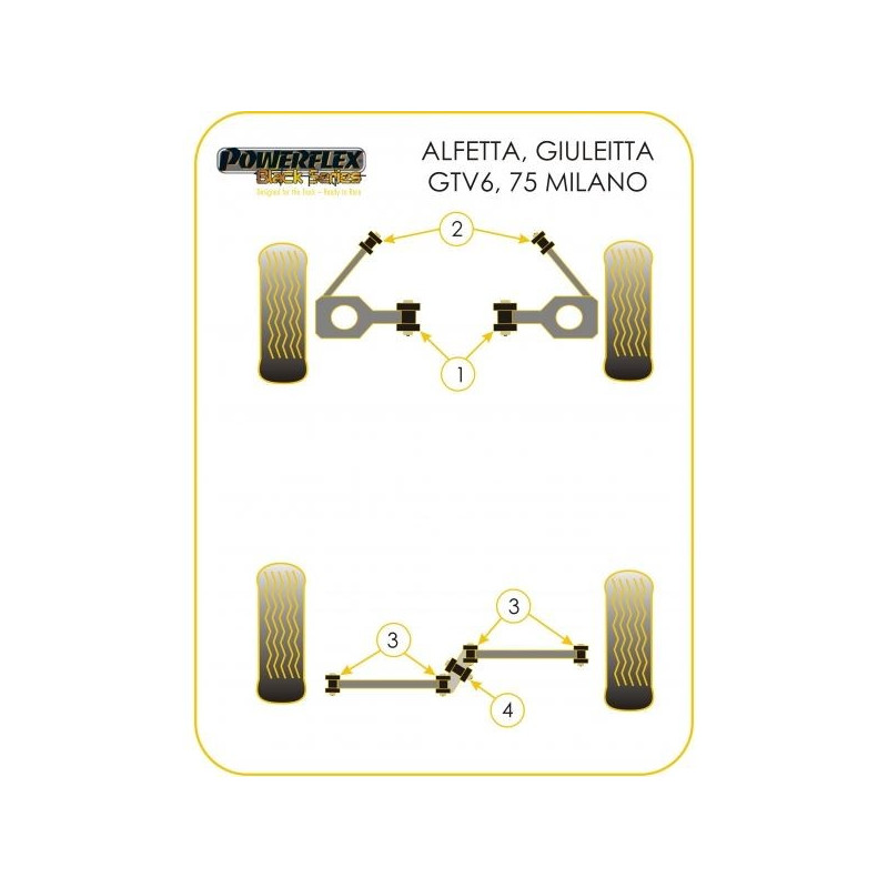 Powerflex Bushing Black Rear Watts Linkage Bush Alfa Romeo GTV 6 / 75 (4 Pieces) - PF-R01210-4N - PFR1-210BLK - 5055676512710
