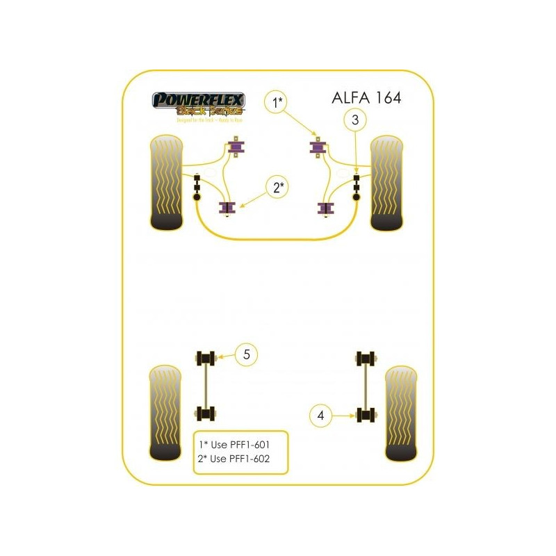 Silent-Bloc Powerflex Black Triangle Arrière Alfa Romeo 164 + TS (2 Pièces) - PF-R01604-2N - PFR1-604BLK - 5055676522658