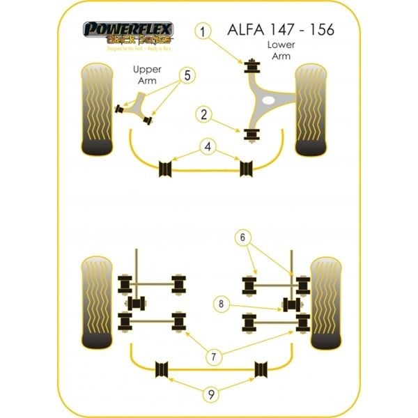 Silent-Bloc Powerflex Black Sospensione Posteriore Assale Posteriore Alfa Romeo 147 (4 Pezzi) - PF-R01817-4N - PFR1-817BLK - 5055676520333