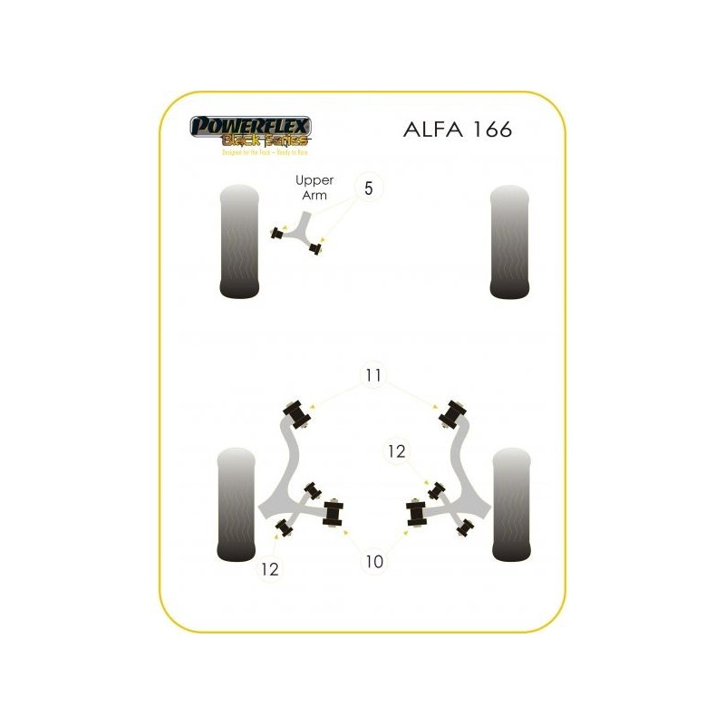 Silent-Bloc Powerflex Black Assale Posteriore Alfa Romeo 166 (2 Pezzi) - PF-R1911-2N - PFR1-911BLK - 5055676512833