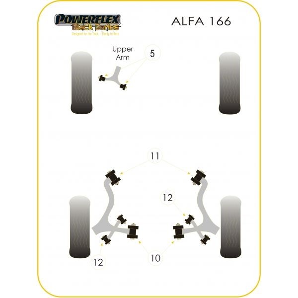 Silent-Bloc Powerflex Black Assale Posteriore Alfa Romeo 166 (2 Pezzi) - PF-R1911-2N - PFR1-911BLK - 5055676512833