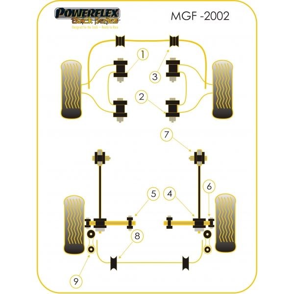 Powerflex Bushing Black Rear Tie Bar Front Bush Rover MGF -2002 (2 Pieces) - PF-R42222-2N - PFR42-222BLK - 5055676522955