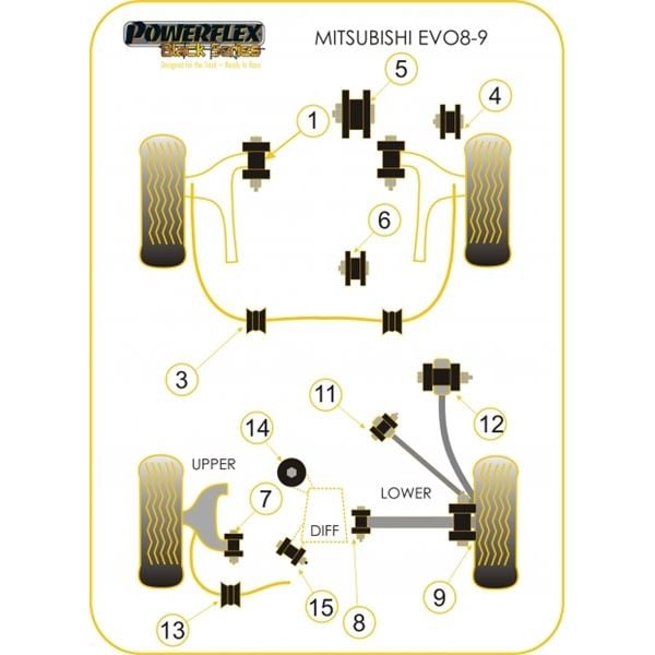 Powerflex Bushing Black Anti-Roll Bar 27mm Mitsubishi Evo 8 - 9 (2 Pieces) - PF-R44-210-27-2N - PFR44-210-27BLK - 5055676513434
