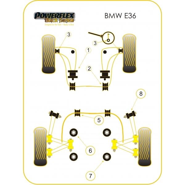 Silent-Bloc Powerflex Black Hinterer Arm BMW E46 (2 Stück) - PF-R53608-2N - PFR5-3608BLK - 5055676520647