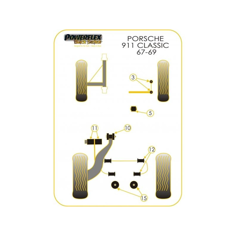 Silent-Bloc Powerflex Black Bras Arrière Porsche 911 1977 - 1986 (2 Pièces) - PF-R57410-2N - PFR57-410BLK - 5055676513526