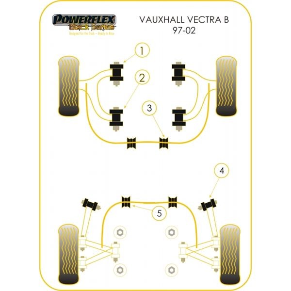 Powerflex Bushing Black Rear Roll Bar Mount Opel Vectra B (2 Pieces) - PF-R6621016-2N - PFR66-210-16BLK - 5055676513670