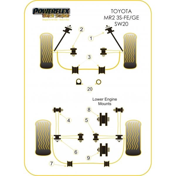 Silent-Bloc Powerflex Black Unterer Querlenker Hinten Toyota MR2 12mm (2 Stück) - PF-R7630512-2N - PFR76-305-12BLK - 5055676516183