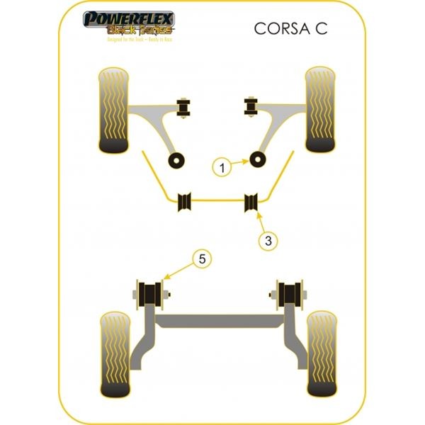 Silent-Bloc Powerflex Black Arm Hinterachse Opel Corsa C (2 Stück) - PF-R801005-2N - PFR80-1005BLK - 5055676516169