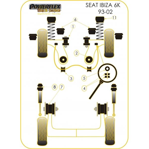 Silent-Bloc Powerflex Black Bras Arrière Seat Ibiza 1993-2002 (2 Pièces) - PF-R85915-2N - PFR85-915BLK - 5055676515629