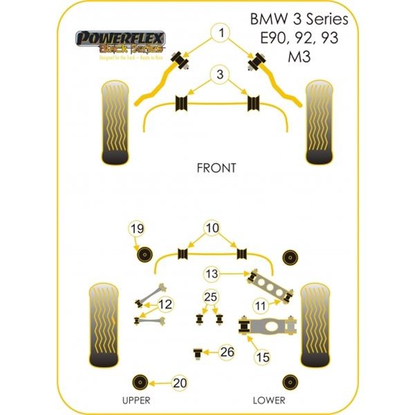 Silent-Bloc Powerflex Barra Anti-Rollio BMW E90 M3 26.5mm (2 Pezzi) - PF-F51203265-2 - PFF5-1203-26.5 - 5055676525048