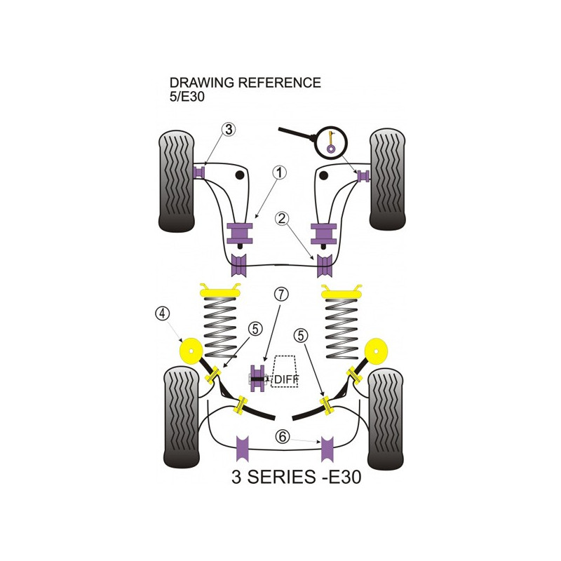 Silent-Bloc Powerflex Bras Arrière Extérieur + Intérieur BMW E30 (4 Pièces) - PF-R5306G-4 - PFR5-306G - 5055676525024