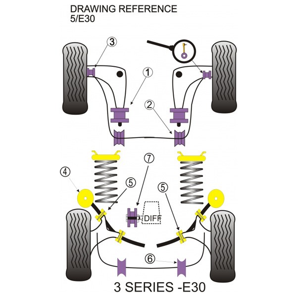 Silent-Bloc Powerflex Assale Posteriore Esterno + Interiore BMW E30 (4 Pezzi) - PF-R5306G-4 - PFR5-306G - 5055676525024