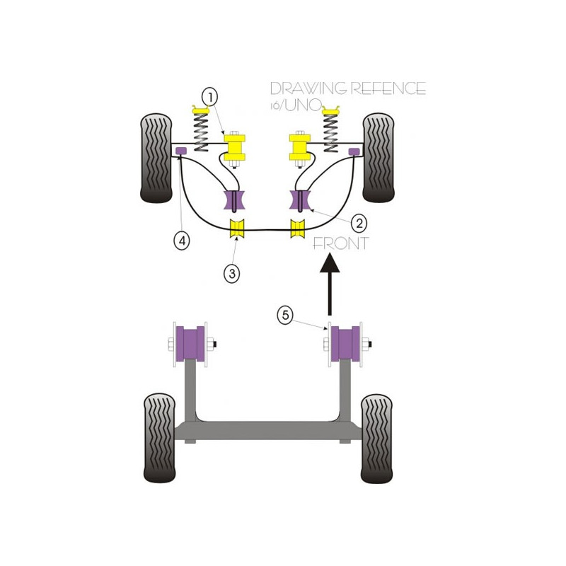 Silent-Bloc Powerflex Bras Arrière Fiat Uno (2 Pièces) - PF-R16110-2 - PFR16-110 - 5055676502674