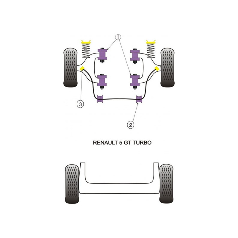 Silent-Bloc Powerflex Sospensione Quadrilatero Anteriore Renault R5 GT Turbo (4 Pezzi) - PF-F60101-4 - PFF60-101 - 5055676506849