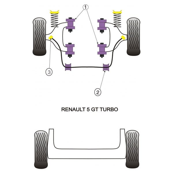 Silent-Bloc Powerflex Sospensione Quadrilatero Anteriore Renault R5 GT Turbo (4 Pezzi) - PF-F60101-4 - PFF60-101 - 5055676506849