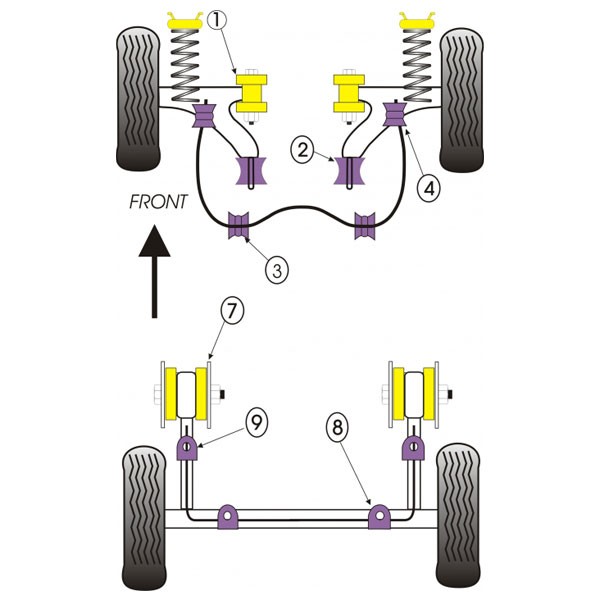 Powerflex Bushing Rear Tie Bar Front Bush Volkswagen Golf 1 (2 Pieces) - PF-R85220-2 - PFR85-220 - 5055676510501
