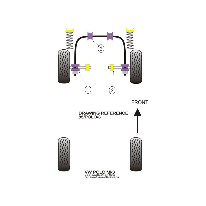 Silent-Bloc Powerflex Barre Anti-Roulis Avant Volkswagen Polo G40 (2 Pièces) - PF-F85105-2 - PFF85-105 - 5055676510303