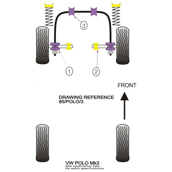 Silent-Bloc Powerflex Barre Anti-Roulis Avant Volkswagen Polo G40 (2 Pièces) - PF-F85105-2 - PFF85-105 - 5055676510303