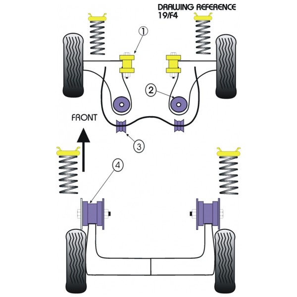 Silent-Bloc Powerflex Bras Arrière Ford Puma / Ford Fiesta MK4 (2 Pièces) - PF-R19707-2 - PFR19-707 - 5055676503701