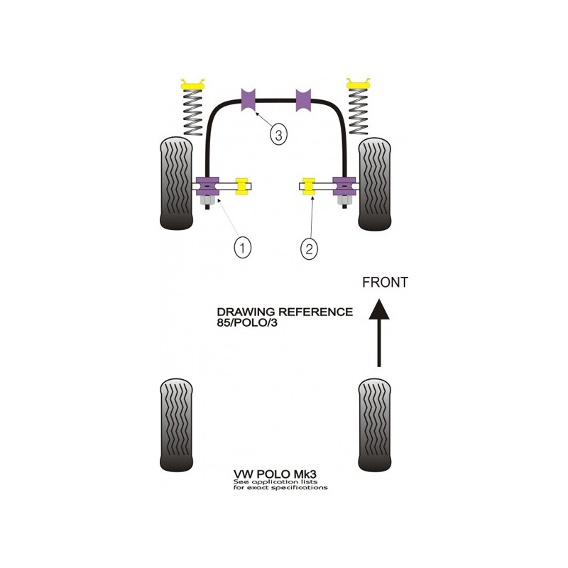 Silent-Bloc Powerflex Triangle Avant Volkswagen Polo Mk1/2 (1975-1994) (2 Pièces) - PF-F85101-2 - PFF85-101 - 5055676510273