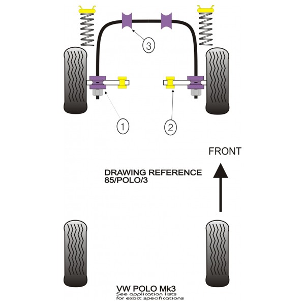 Silent-Bloc Powerflex Triangle Avant Volkswagen Polo Mk1/2 (1975-1994) (2 Pièces) - PF-F85101-2 - PFF85-101 - 5055676510273