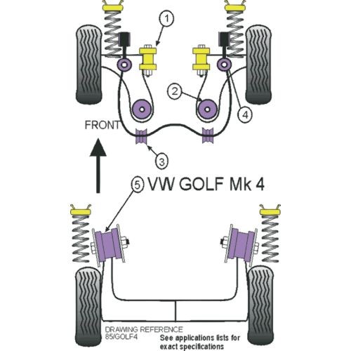 Silent-Bloc Powerflex Triangel vor Volkswagen Golf 4 Hinten (2 Stück) - PF-F85410-2 - PFF85-410 - 5055676510723