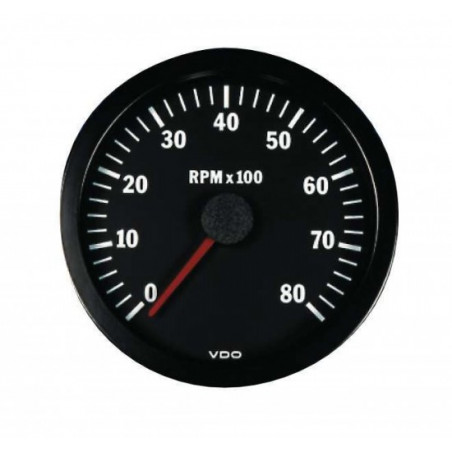 VDO Rev-counter 6000 RPM Diameter 52 Black Background Diesel