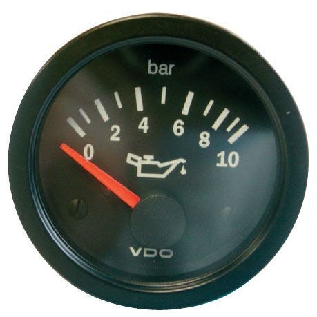 Manometer VDO Öldruck 0-10 Bars Durchmesser 52 Schwarzer Boden - V-PH350-010-007 - 350-010-007K - 4103590300669