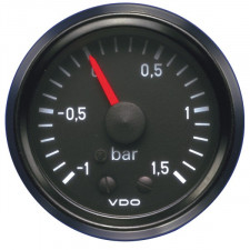 Manomètre VDO Pression Turbo 1.5 Bar Diamètre 52 Fond Noir