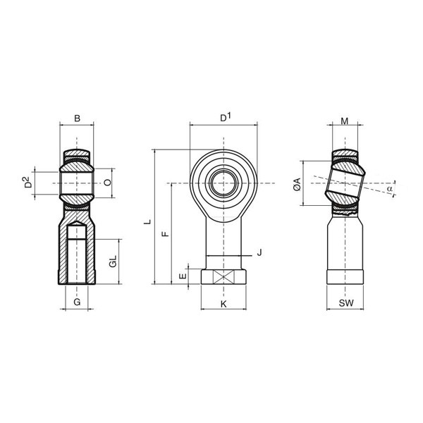 Uniball Competizione Rodobal MTE Femminile Passo a Sinistra 12mm / 1.75mm - RO-RFL-12MTE - RFL12MTE - 3661768315866