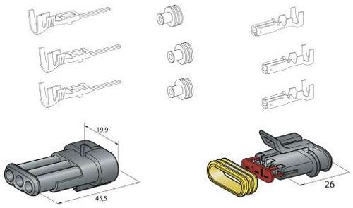 3 Poles Watertight Connectors - FRL-B90533 - 3660343095339
