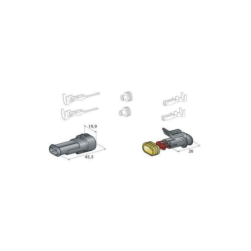 2 Poles Watertight Connectors - FRL-B90532 - 3660343095322