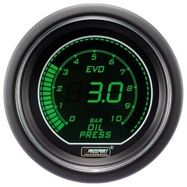Manomètre Digital Pro-Sport Pression d'Huile 52mm 0 à 7Bar Vert/Blanc - CT-PH-005-V-BL - 216EVOWGOP - 3661768389201