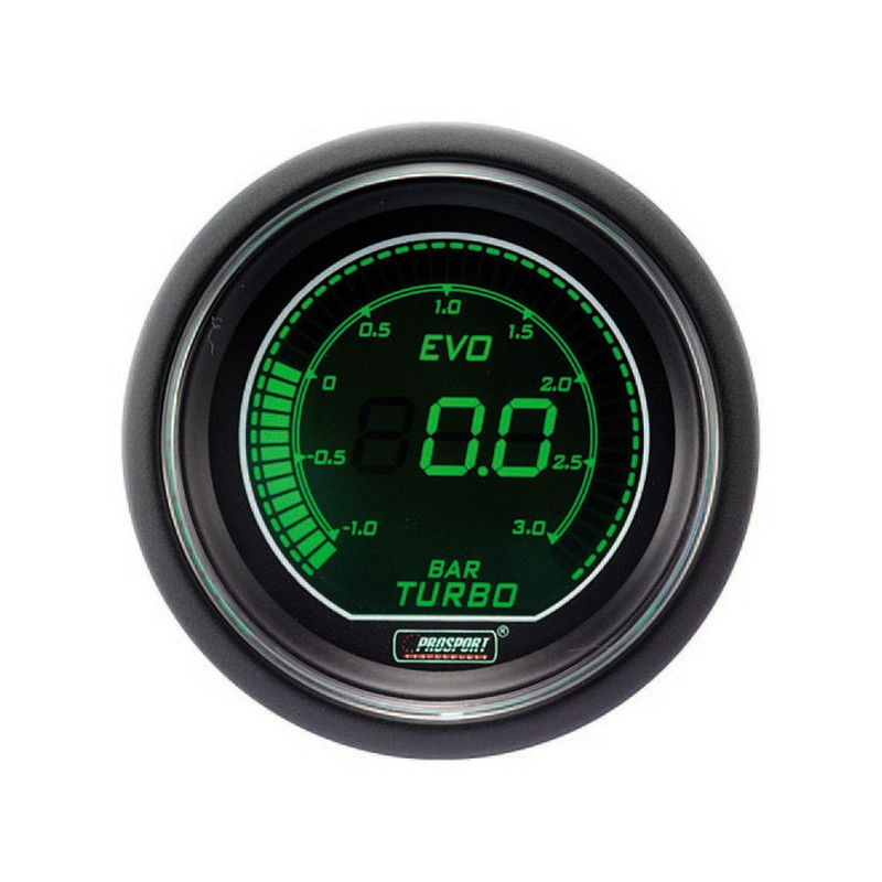 Pro-Sport Digital Manometer Druck Turbo 52mm -1 bis 3B Grün/Weiß - CT-PT-005-V-BL - 216EVOWGBO - 3661768389195