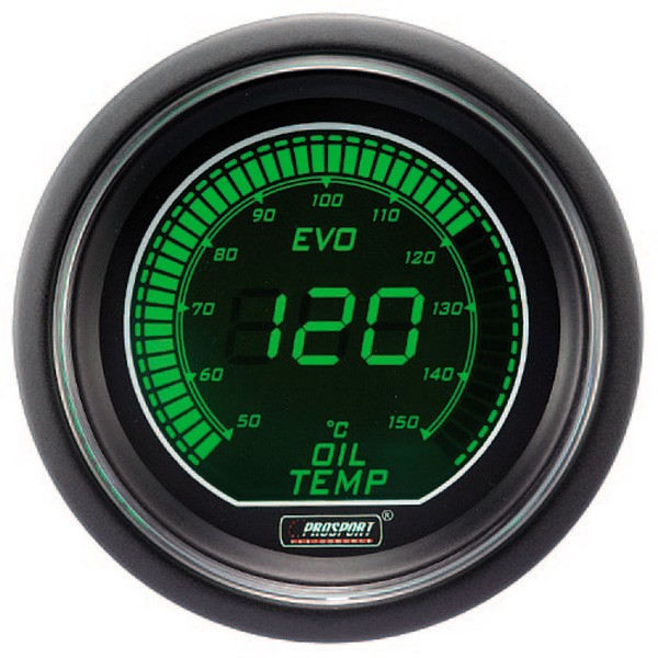 Pro-Sport Digital Manometer Oil Temperature 52mm150°C Grün/Weiß - CT-TH-005-V-BL - 216EVOWGOT - 3661768389225