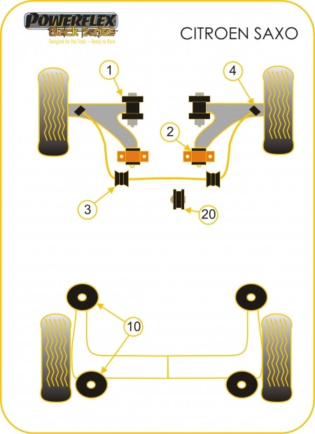 Boccola Powerflex Black Series Barra Anti-Rollio Anteriore Interiore 22mm Citroën Saxo (2 Pezzi) - PF-F12105-2N - PFF12-105BLK - 5055676502490