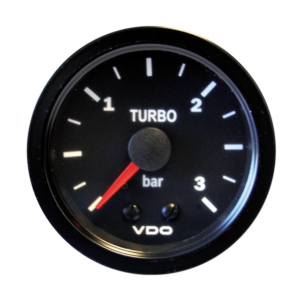 Manometer VDO Turbo-Druck 0-3 Bars Durchmesser 52 Mechanisch Schwarzer Boden  - V-PT150-015-001 - 150-015-001K - 3661768229040