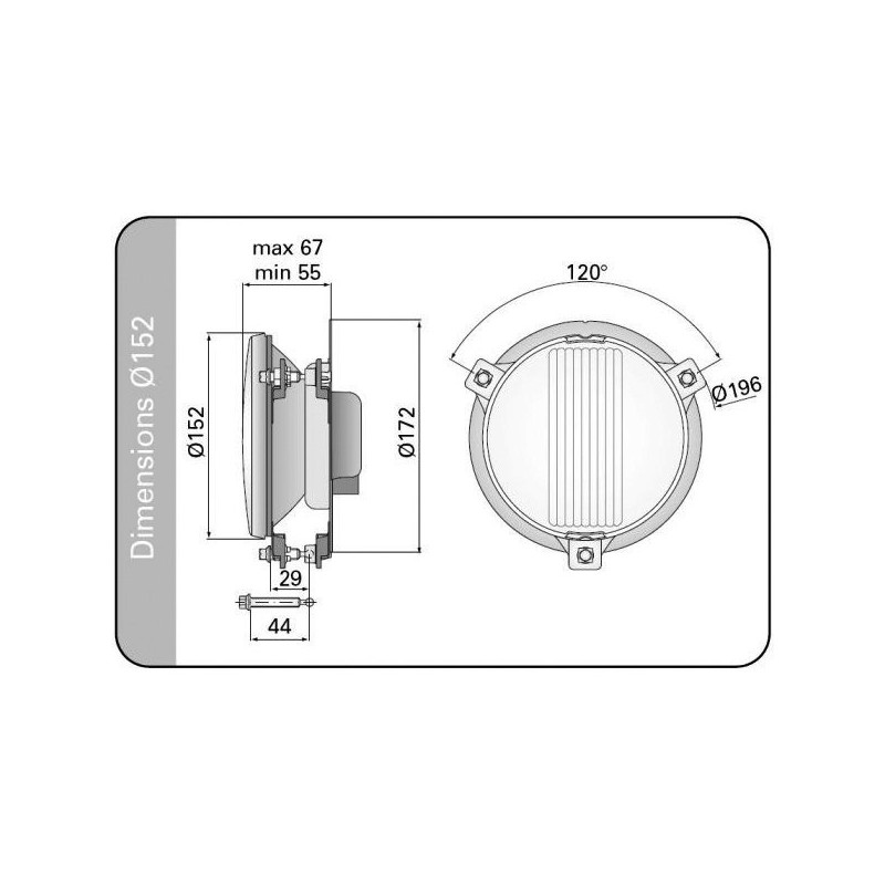 Ottico sul Snodo Fendinebbia 152mm - LU-622745B - 3661768291412