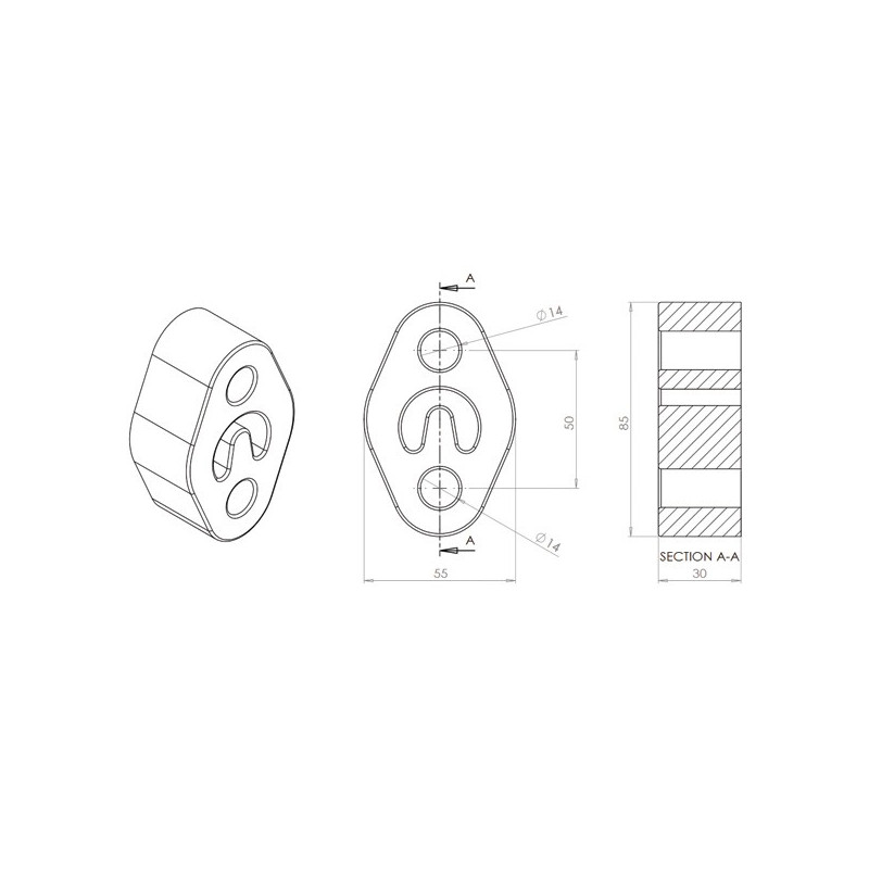 Silent Bloc Powerflex échappement universel - PF-EXH017 - EXH017 - 5055676530486