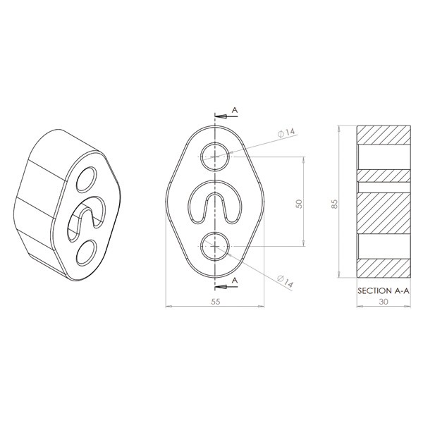 Silent Bloc Powerflex échappement universel - PF-EXH017 - EXH017 - 5055676530486