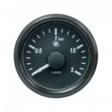 VDO SingleViu 0-2Bars Turbo Pressure Gauge Diameter 52 Black Background