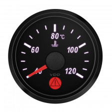 VDO SingleViu Water Temperature Diameter 52mm Black Background 40°C/120°